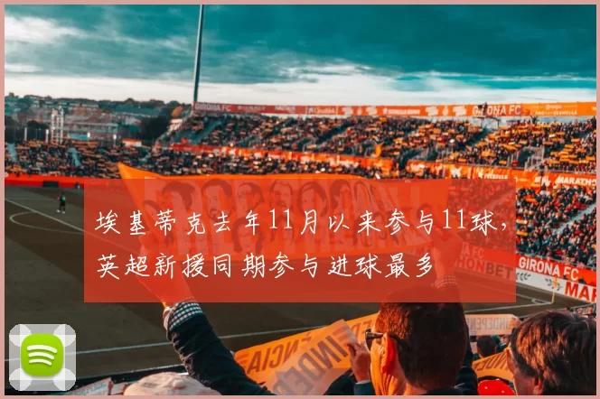 埃基蒂克去年11月以来参与11球，英超新援同期参与进球最多